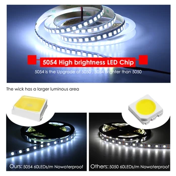 Noul sosit mai Luminos LED Strip 5054 DC12V Flexibilă cu LED-uri de Lumină, 5054 este Upgrade-ul 5050.