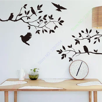 Noul Zbor de Păsări, Ramură Autocolante de Perete Acasă Living DIY Detașabil 60x44cm