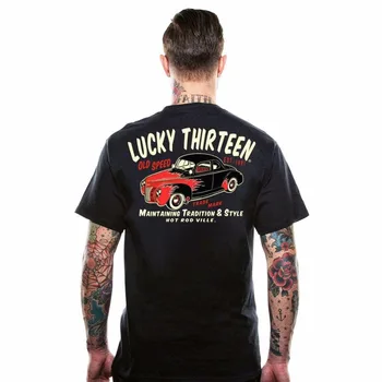 Noutatea Mens T-shirt Pentru Bărbați Hip Hop tricouri Norocos Vechi 49 Retro Hot Rod Punk Rock Tatuaj crea propriul tricou