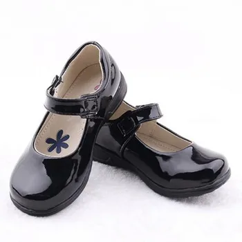 Nouă Primăvară/Toamnă Apartamente de Pantofi de Dans de Fete Printesa Casual Cârlig & Bucla de Piele de Brevet Copii uniformă Școlară pantofi Copii Negru 03