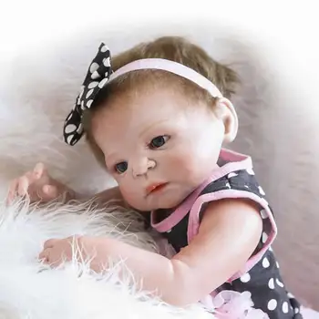 NPKCOLLECTION Plin de Silicon Manual Papusa Reborn 23 Inch Realiste Fată Nou-născut Cu Părul Copii Cadou de Ziua de nastere