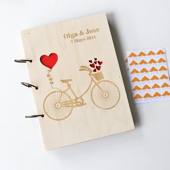 Nunta carte de oaspeti / Cartea de Oaspeți cu numele și data / Nunta carte de oaspeti / carte de Oaspeti / Lemn Guestbook / Biciclete Carte de Oaspeți
