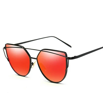 Oculos de sol feminino 2017 Ochi de Pisica Brand de ochelari de Soare de designer de Moda pentru Femei Cadru Metalic Oglindă Ochelari de Soare ochelari de Soare aviator