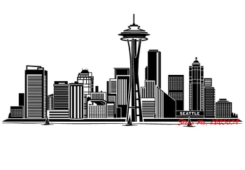 Orizontul orașului Seattle Urbanism Detașabil Lipicios Vinil Autocolante de Perete Decor Acasă Living Art Citate de Decalcomanii de Perete Dormitor Murală LA259
