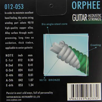 Orphee RA-39H chitara acustica, siruri de caractere 90/10 bronz șir de înaltă calitate de cupru string chitara mediu intepaturi 6pcs/set