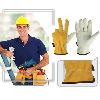 OZERO Mănuși de Lucru din piele Piele de Vacă Bărbați de Lucru Mănuși de Sudură de Siguranță de Protecție Grădină Sport MOTO rezistent la Uzură Mănuși 0007