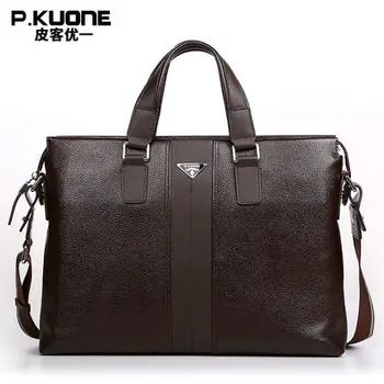 P. Kuone designer de brand piele barbati din piele genți de mână de om de afaceri piele servieta geanta de laptop bărbați saci de messenger