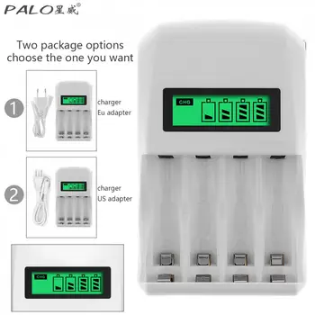 PALO Încărcător de Baterie 4 Sloturi Ecran LCD Inteligent Rapid Încărcător de Baterie pentru AA / AAA / NiCd NiMh Baterii Reincarcabile