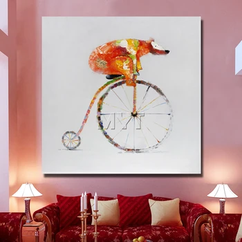 Panda o Plimbare cu Bicicleta Moderne, Pictura in Ulei Pe Panza Picturi Moderne de Decorare Arta de Perete Camera de zi Decor pictat manual