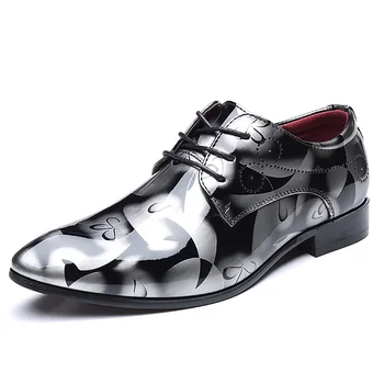 Pantofi de piele de brevet bărbați 2017 fierbinte de afaceri formală a subliniat toe nunta pantofi oxford barbati plus dimensiune