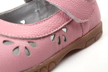 Pantofi fete piele de vacă pantofi de copil roz alb-argintiu mary jane flori decupaje bebe copii jumătate sandale elegante kids2017