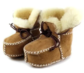 Pantofi pentru copii cizme de iarna Ține cald din Piele sugari pantofi de cald blană lână fete copii papuceii piele de Oaie copil băiat cizme