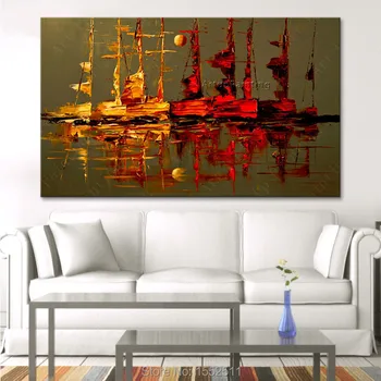 Panza pictura Acrilic barca de navigatie pictura abstracta arta de perete de imagine pentru camera de zi decor acasă quadros caudros decoracion 02