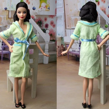 Papusa Accesorii Verde Halat De Baie Pentru Barbie Baie De Iarnă Pijama De Dormit Purta Haine Casual Pentru Papusa Barbie Casă De Jucărie Cadou
