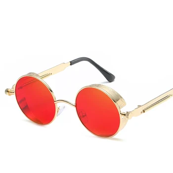 Peekaboo retro de Înaltă calitate pentru femei ochelari de soare rotund steampunk cadru metalic rotund epocă ochelari de soare masculin feminin oglindă uv400