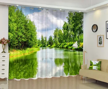 Peisajul lacului de Lux 3D Perdele Draperii Personalizate Living Pat cameră, Fereastră Perdele Birou, Hotel Casa Tapiserie de Perete