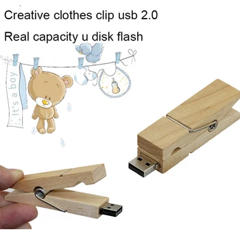 Pen Drive Lemn Clip Dual USB 4GB 8GB 16GB 32GB 64GB USB Flash Drive Memory Stick PenDrive Cadou Haine 128GB de Memorie Flash USB