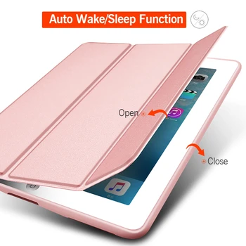Pentru iPad Air 2 Aer 1 Caz Silicon Moale Înapoi Slim din Piele Pu Smart Cover pentru Apple iPad Air Caz Stand Robust de Somn / Wake Auto