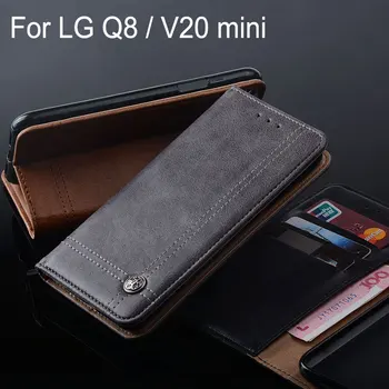 Pentru lg Q8 caz din Piele de Lux, Flip cover cu Stand Slot pentru Card de Epocă stil de Afaceri telefon Caz pentru lg V20 mini Fara magnet