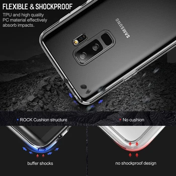 Pentru Samsung Galaxy S9 Caz de ROCK Pur Serie de Cristal Clar de cazuri de Telefon pentru Samsung galaxy S9 Plus TPU+PC-ul Ultra-Slim, capac spate