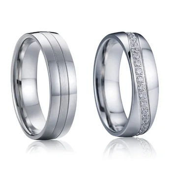 Pentru totdeauna iubitorii de culoare argintie trupa de nunta set inele de cuplu pereche de bijuterii realizate manual cz piatra-bijuterii inel anillos