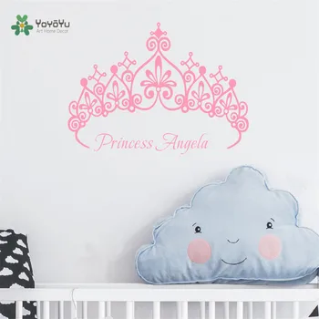 Personaliza Personalizate cu Numele Princess Crown Fete Nume de Autocolante de vinil arta de perete decalcomanii de Copii murală KW-26