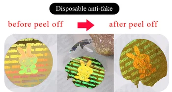 Personalizat anti-fals autocolante holografice, de unică folosință holograma anti-contrafacere tamper evident etichetă de securitate, Articol Nr. CU13