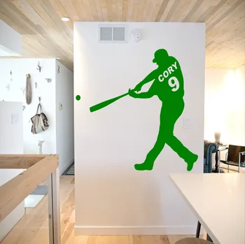 Personalizat Numele și Numărul jucător de Baseball Perete Decal Art Baieti Nume de Baseball Sport Decor de Perete Autocolant Vinil Dormitor NY-392