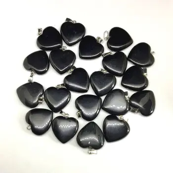 Piatra de moda Pandantiv Inima din Piatră Neagră, Șirag de mărgele Char Pentru Bijuterii DIY Face Provizii