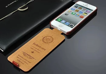 Piele Flip Vertical Caz Acoperire pentru Apple iPhone 5 5S SE de Calitate de Top de Moda Ulei-ceara cu Free Screen Protector
