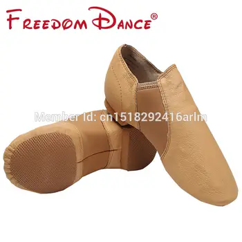 Piele naturala Twin Părți Elastic Tub Întinde Jazz Dans Pantofi Slip-on Adolescenți Adulți Balet Pantofi Sport Adidasi FD8006