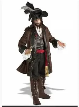 Piratii din Caraibe, Jack Sparrow Cosplay Costum Sacou Cămașă Gâfâi Costume Set Mens Costume de Halloween îmbrăcăminte