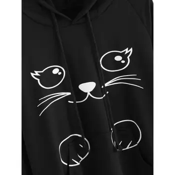 Pisica Drăguț Desen Animat Femei Hoodies & Jachete Tricotate Pulover Imprimat Cu Maneci Lungi De Primavara & Toamna Hanorace Bluze Lu5 35