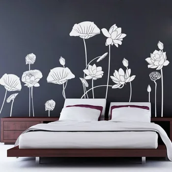 Plus Dimensiune Floare de Lotus Frumoase Decalcomanii Citat de Autocolante de Perete Home Decor de Perete tapet 227X116cm Arta de Perete rezistent la apa Mural D927