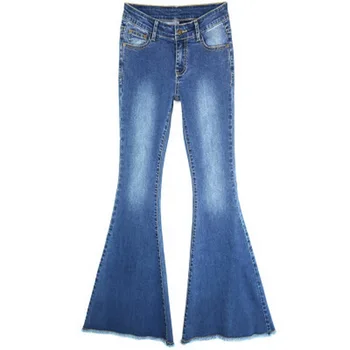 Plus Dimensiune XL Moda Stretch Elastic Ciucure Albite Doamnelor Flare Jeans Slim Femei Mult Clopot-Fund Blugi Femei pantaloni Largi picior