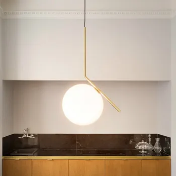 Post-modern, Simplu, Alb ca Laptele Minge de Sticlă Fier Led E27 Lumina Pandantiv Pentru Sufragerie Living Bar Dia 20cm 1146