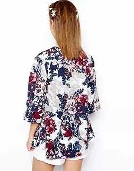 Pret De Fabrica 2017 Noua Moda Femei Vintage Flower Print Bluza Șifon Tricou Femei Șifon Vrac Kimono Cardigan
