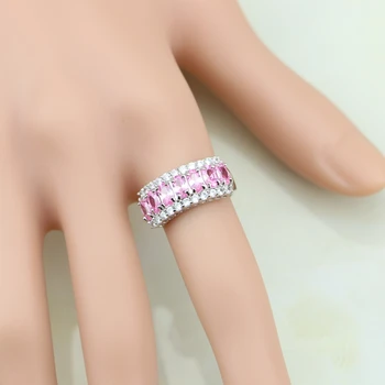 Prețioase Drăguț Roz Cubic Zirconia Albe CZ Argint 925 Inel Pentru Femei Nuntă/Logodnă/Petrecere/Cadouri Inel