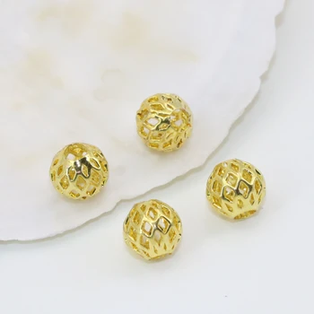 Prețul cu ridicata design nou 7mm 20buc gol de aur-culoare aprox rotund accesorii margele distantiere cadouri elegante bijuterii makingB2524