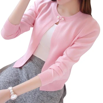 Primavara Jacheta Femei 2016 coreean perle buton knit cardigan pulover șal vrac mici, simple, aer condiționat