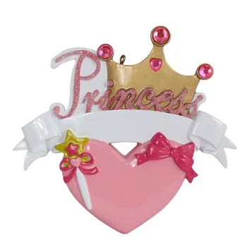 Printesa Coroana Rășină Agățat Personalizate Ornamente de Crăciun Cu Inima, Ca Pentru Natal, Copil de 1 de Vacanță sau Cadouri de Anul Nou