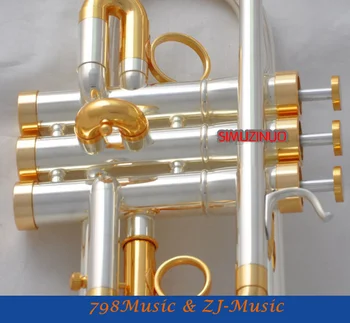 Profesionale Argint Placat Cu Aur De Trompeta Eb/D Trompeta Modelul Supapei Cu Caz