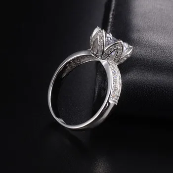 Promotie!!! 8$ Solide Reale Argint 925 floare de Lotus Inele Bijuterii de Nunta pentru Femei 2ct Simulat Inel de Logodna cu Diamant