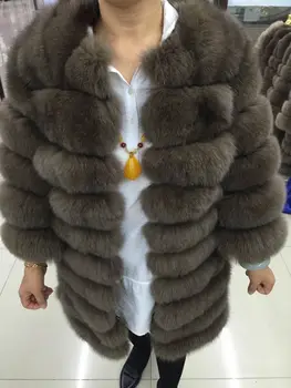 Pufos reale haină lungă de blană de vulpe pentru femei, detasabila maneca si jos de sex feminin jacheta de iarna, noul design cald real, haine de blana