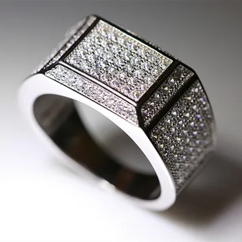 Pătrat de Suprafață inel plin de Zircon Cubic bărbați inele de nunta de Lux inel argint bărbați bijuterii de moda NE dimensiune 8-12