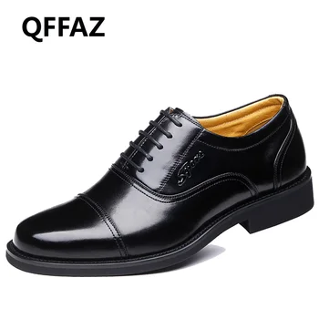 QFFAZ din Piele Mens Pantofi de Înaltă Calitate, Pantofi Oxford Pentru Bărbați Dantela-Up de Oameni de Afaceri de Pantofi de Brand Barbati Pantofi de Nunta