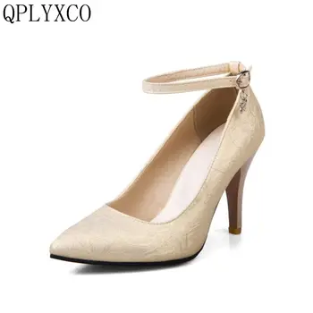 QPLYXCO Noua moda de Vânzare de Mari Dimensiuni mici 28-52 Femeie Sexy, Tocuri inalte, Pompe de Toc Subțire Pantofi Deget a Subliniat Petrecere Pantofii de Mireasa 377