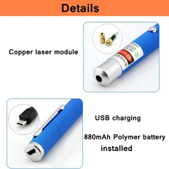 ReadStar 203 USB de încărcare Lase pen w/model Stea 2018 nou stil reîncărcabilă cu laser pointer Rosu si Verde-laser cu 7 culori Corp
