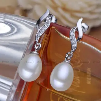 Real de apă dulce pearl cercei argint 925,nunta naturale pearl cercei picătură femeile fiica trendy cadou de ziua alb roz