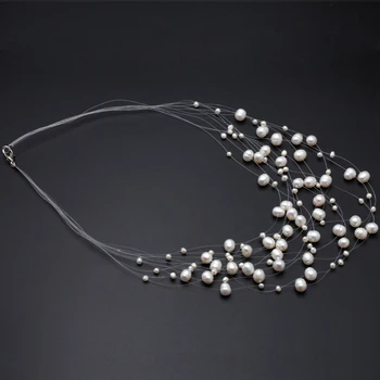 Real naturale de apă dulce pearl colier bijuterii de nunta pentru femei,moda pearl Crăciun colier bijuterii de mireasă multi fire